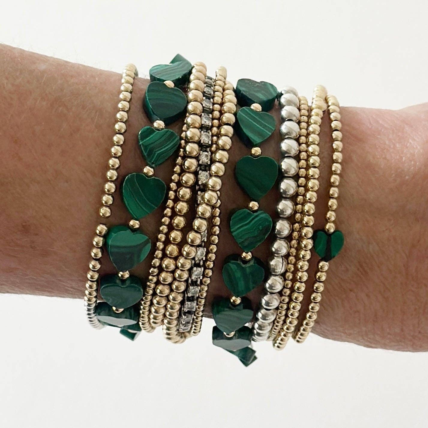 Jeny Baker Designs - Pippa Green Heart Bracelet - Small Heart