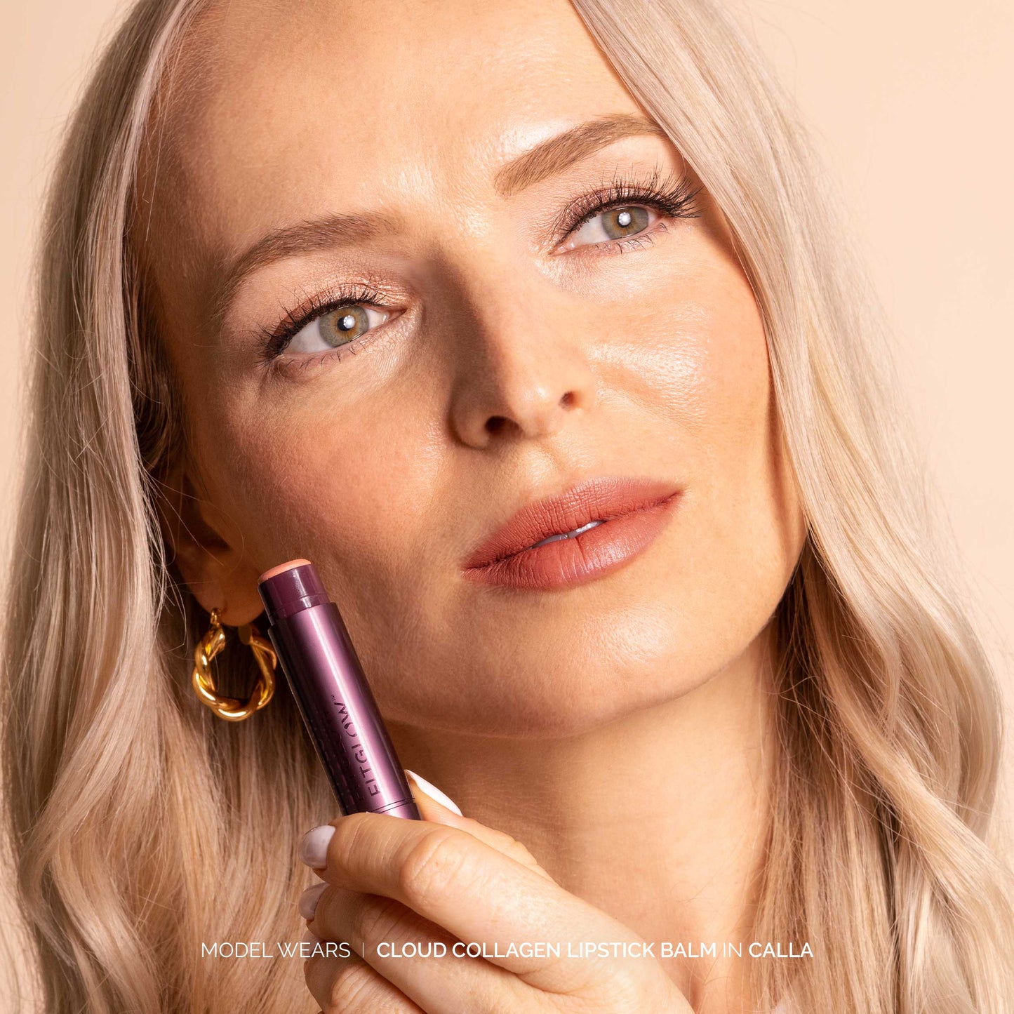 Fitglow Beauty - Cloud Collagen Lipstick + Cheek - Calla - Soft Matte Beige Nude Pink