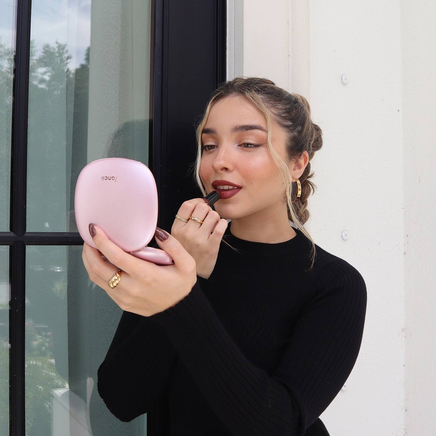 Fancii - Mila Rechargeable Compact Mirror - Black