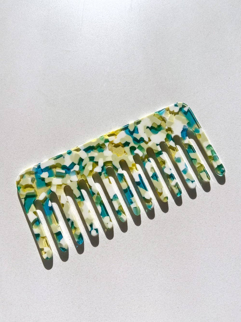 Solar Eclipse - Wide Tooth Acetate Hair Comb | Eco-Friendly - Checker