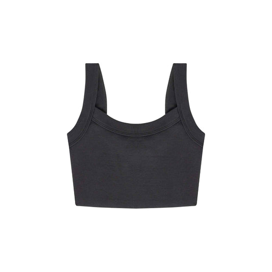 Talentless - WOMENS RAW HEM RIB CROP TANK - Gunmetal / M