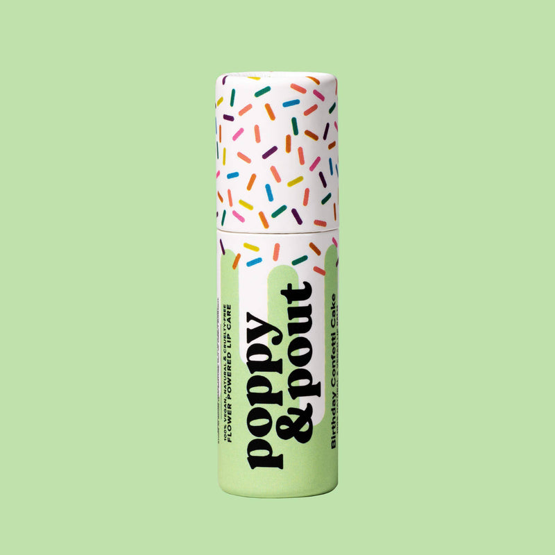 Poppy & Pout - Lip Balm, Birthday Confetti Cake, Green