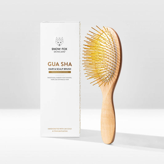 Snow Fox Skincare - Gua Sha Hair & Scalp Brush: Premium Wooden Edition