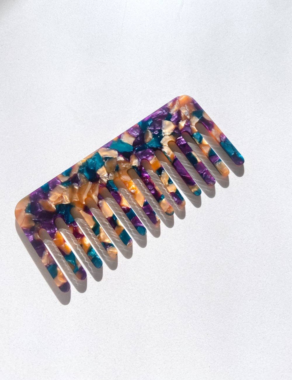 Solar Eclipse - Wide Tooth Acetate Hair Comb | Eco-Friendly - Red Tortoise