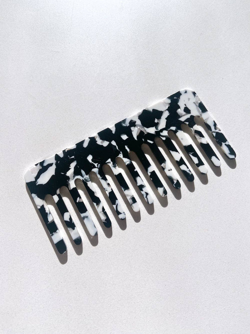 Solar Eclipse - Wide Tooth Acetate Hair Comb | Eco-Friendly - Red Tortoise