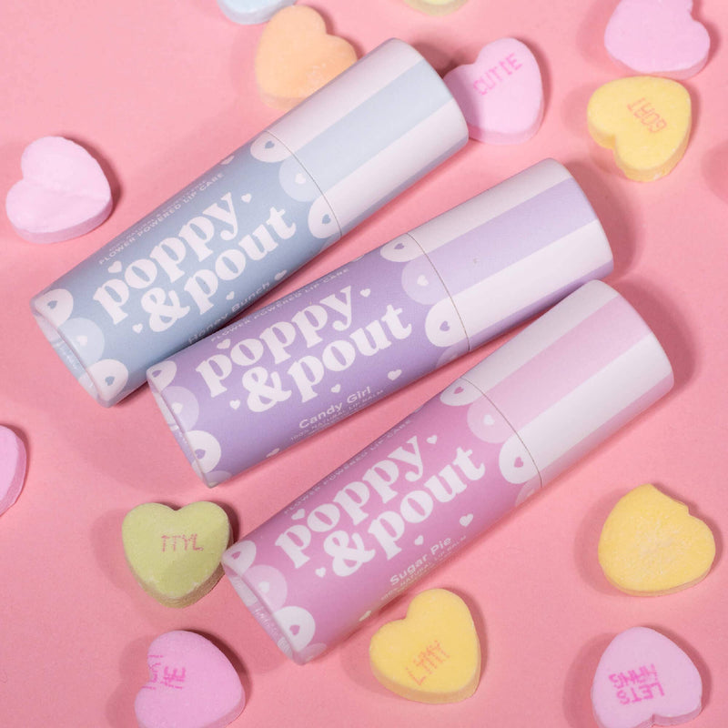Poppy & Pout - Lip Balm Gift Set, "Valentine's Day" Candy Girl