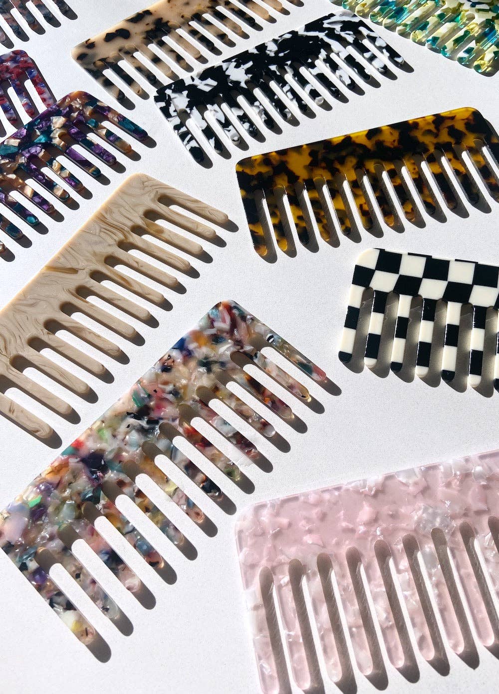 Solar Eclipse - Wide Tooth Acetate Hair Comb | Eco-Friendly - Red Tortoise