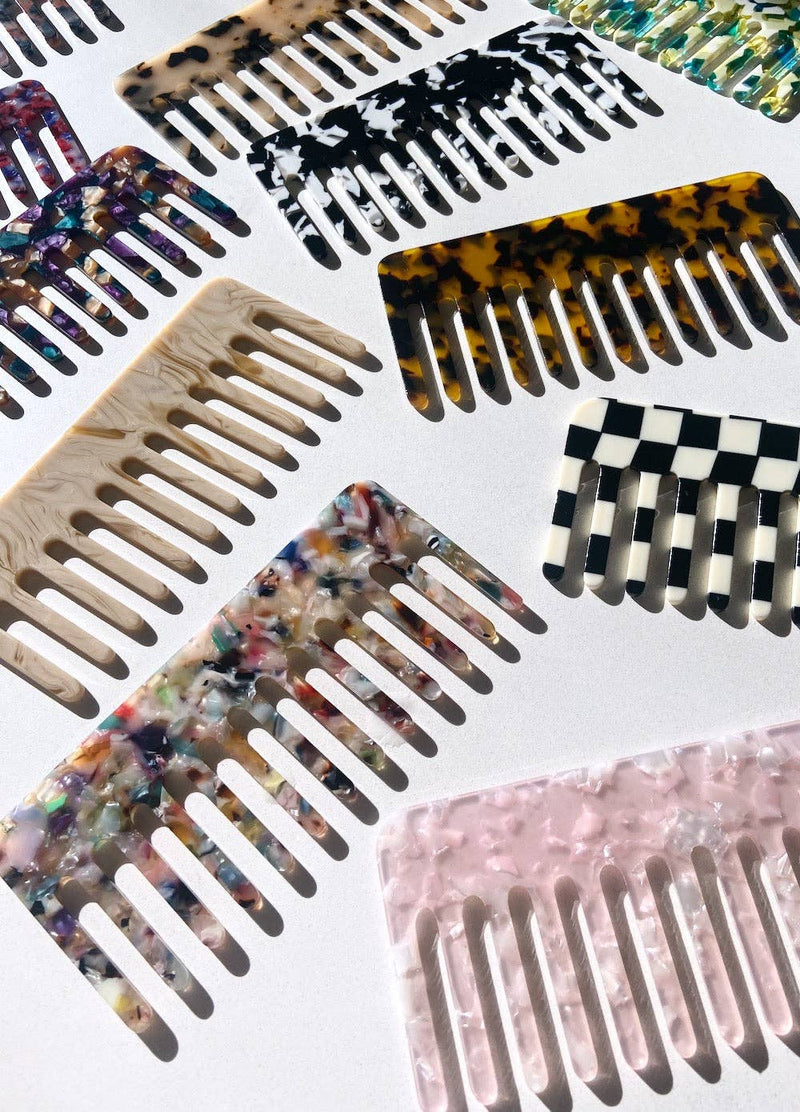 Solar Eclipse - Wide Tooth Acetate Hair Comb | Eco-Friendly - Coffee Swirl