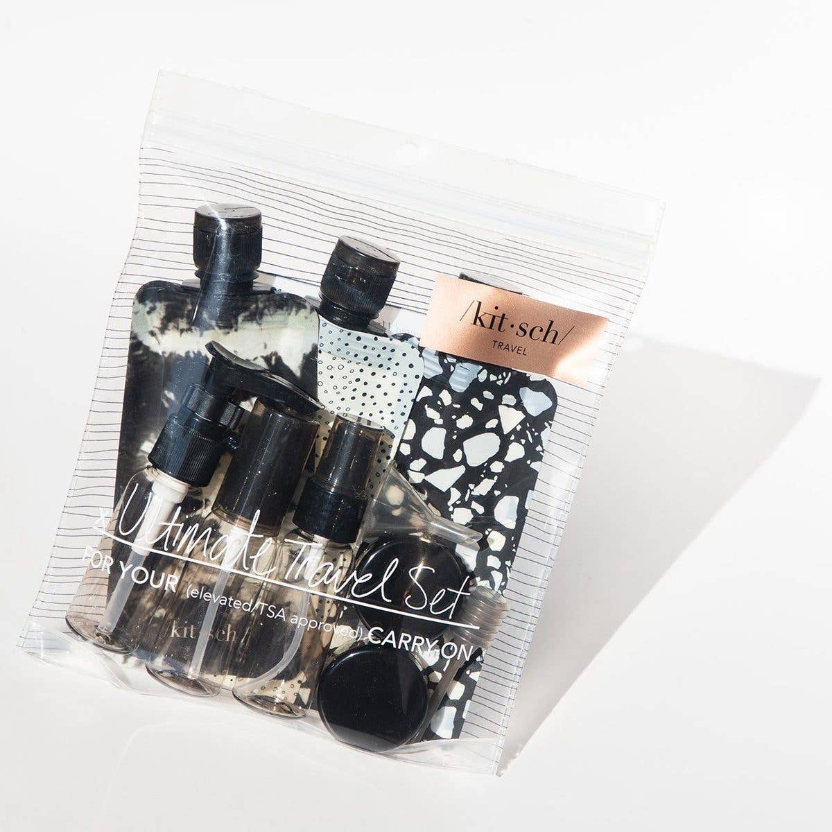 KITSCH - Refillable Ultimate Travel 11pc Set - Black & Ivory