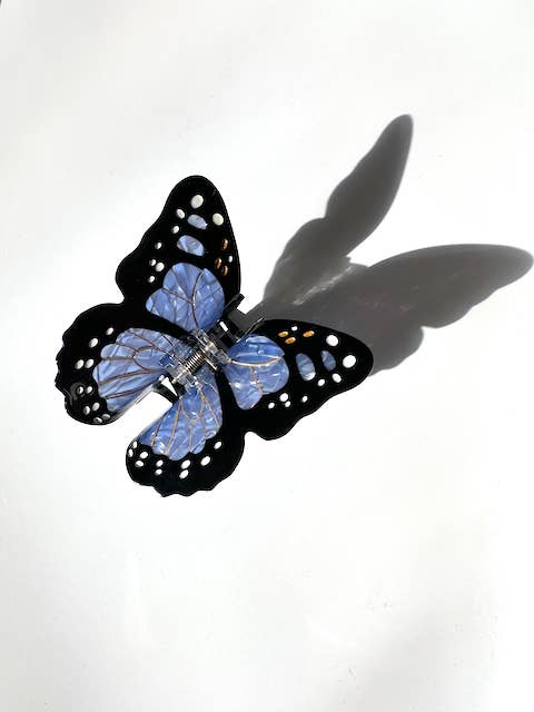 Solar Eclipse - Hand-painted Monarch Butterfly Claw Hair Clip | Eco-Friendly - White