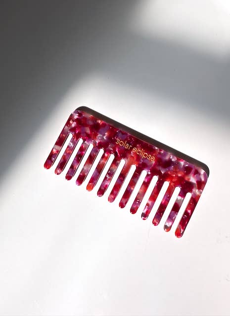 Solar Eclipse - Wide Tooth Acetate Hair Comb | Eco-Friendly - Emerald Tortoise