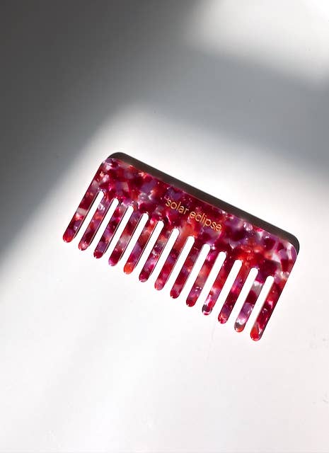 Solar Eclipse - Wide Tooth Acetate Hair Comb | Eco-Friendly - Checker