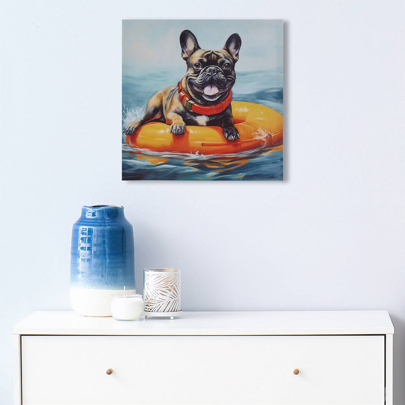 Olliix - Beach Dogs Coastal Canvas Wall Art, Frenchie French Bulldog