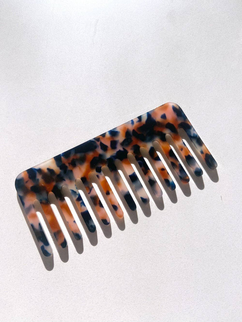 Solar Eclipse - Wide Tooth Acetate Hair Comb | Eco-Friendly - Red Tortoise