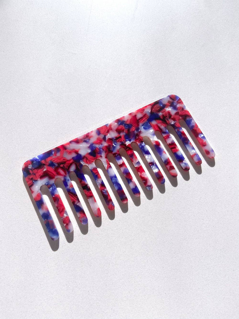 Solar Eclipse - Wide Tooth Acetate Hair Comb | Eco-Friendly - Checker