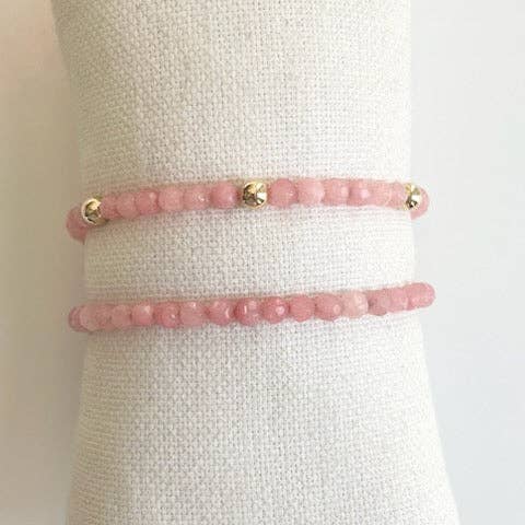 Jeny Baker Designs - Chelsea Bracelets, pink - 6 Gold Bead