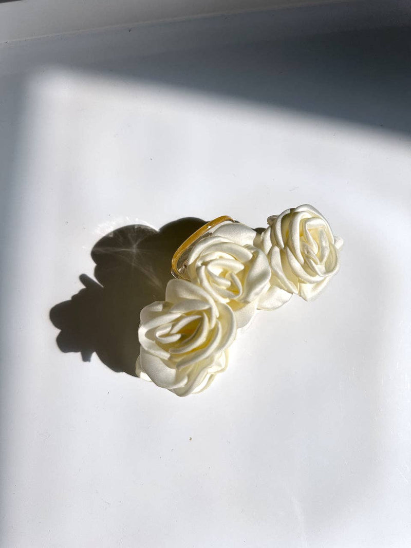 Solar Eclipse - Satin Roses Flower Hair Claw Clip