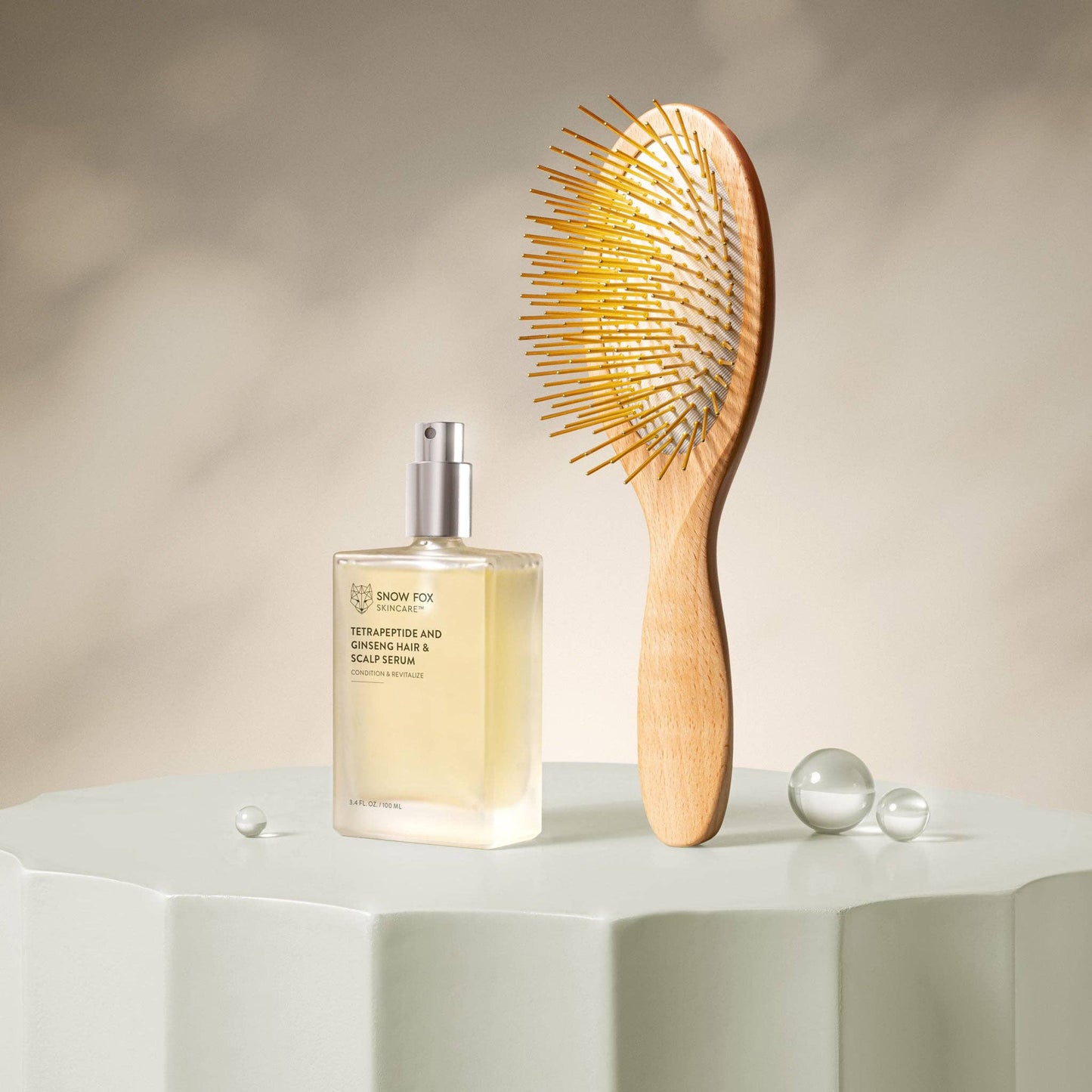 Snow Fox Skincare - Gua Sha Hair & Scalp Brush: Premium Wooden Edition