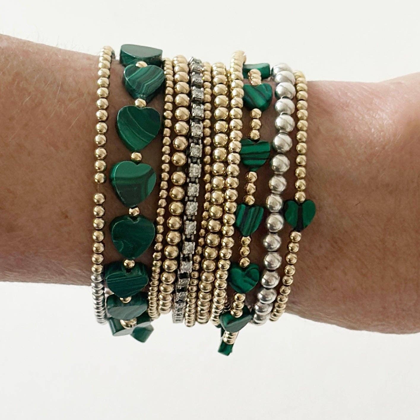 Jeny Baker Designs - Pippa Green Heart Bracelet - Small Heart