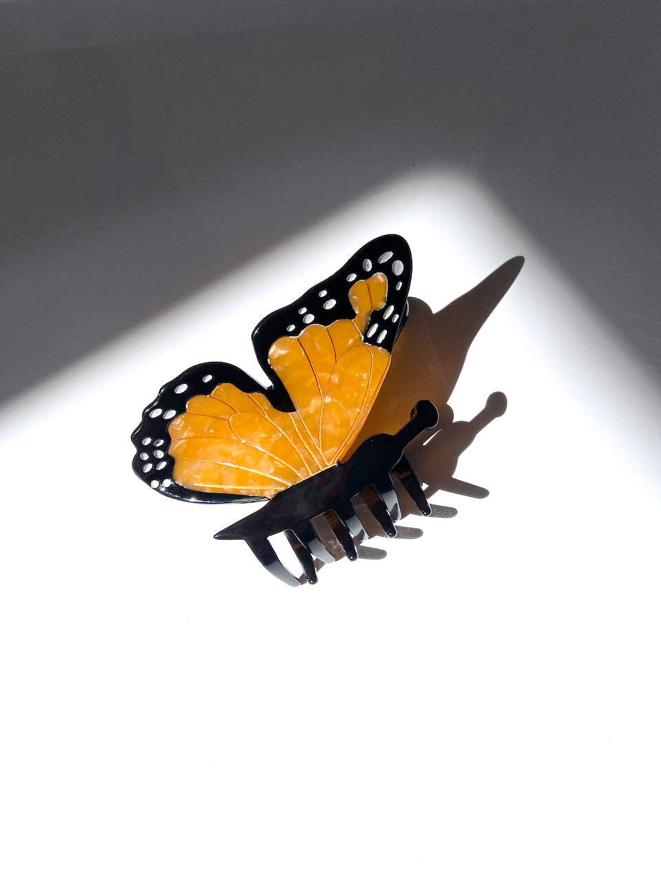 Solar Eclipse - Hand-painted Monarch Butterfly Claw Hair Clip | Eco-Friendly - White