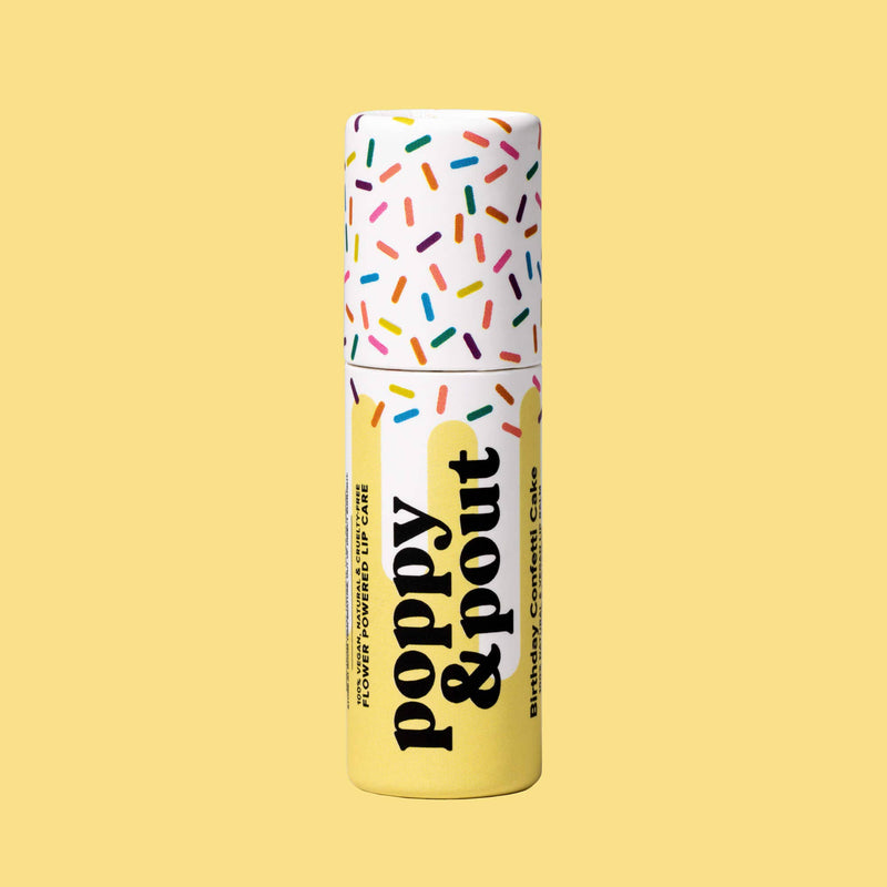 Poppy & Pout - Lip Balm, Birthday Confetti Cake, Yellow