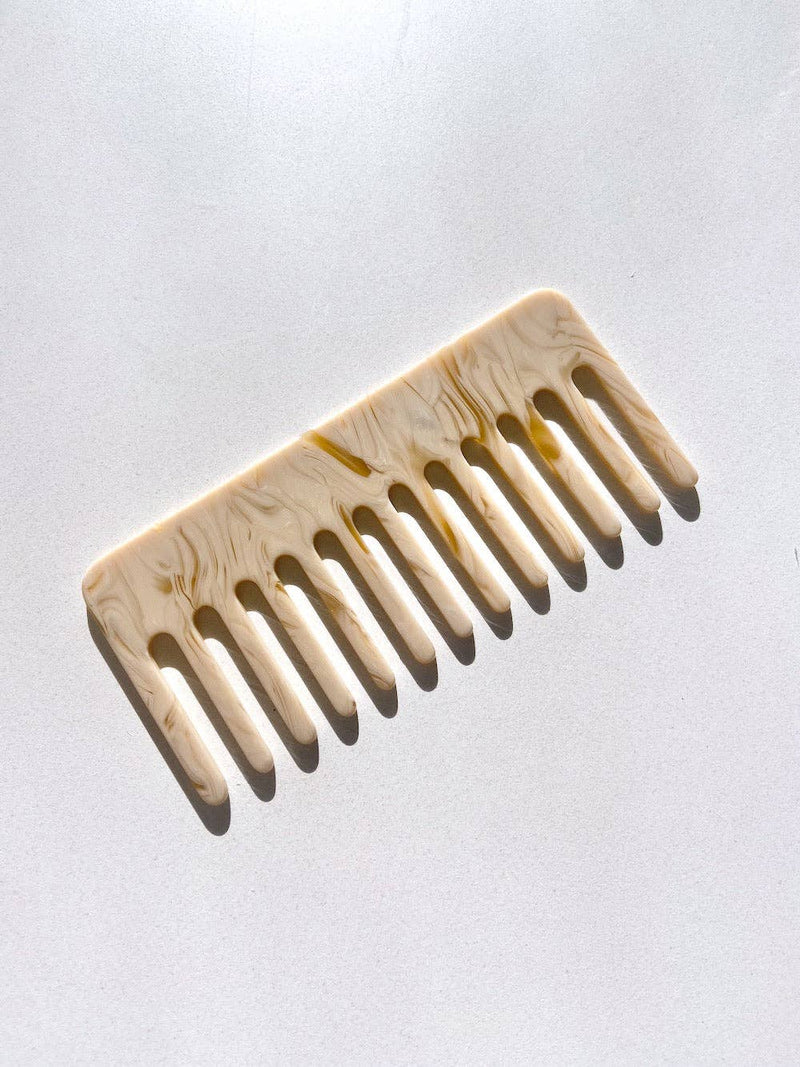Solar Eclipse - Wide Tooth Acetate Hair Comb | Eco-Friendly - Emerald Tortoise