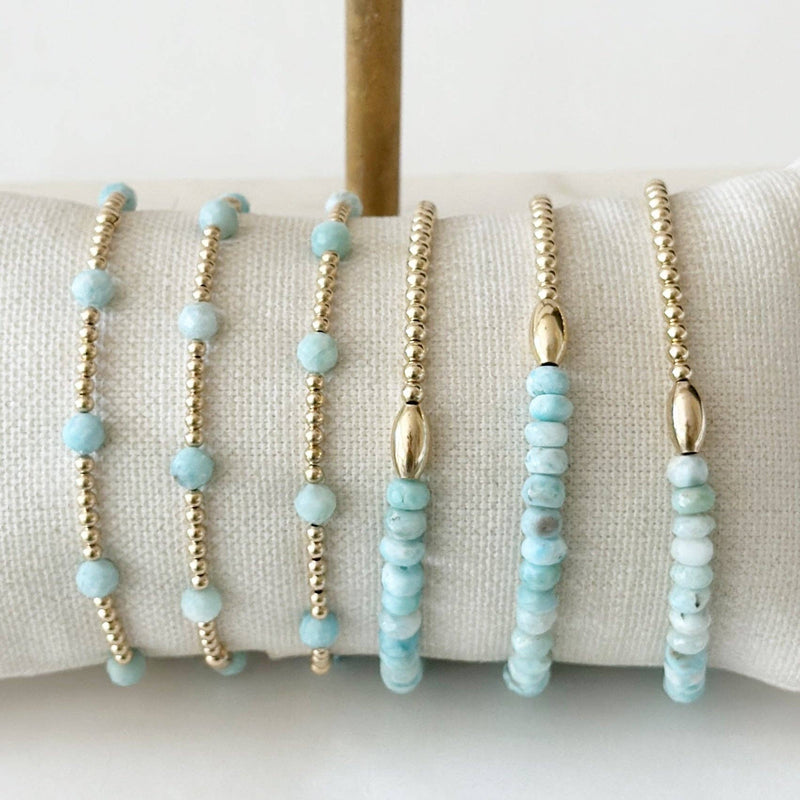 Jeny Baker Designs - Resort Bracelets - Round Larimar Beads
