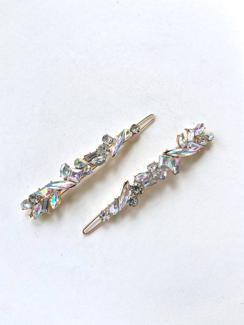 Solar Eclipse - 2pc Diamond Gems Barrette Hair Clips Set - Oval