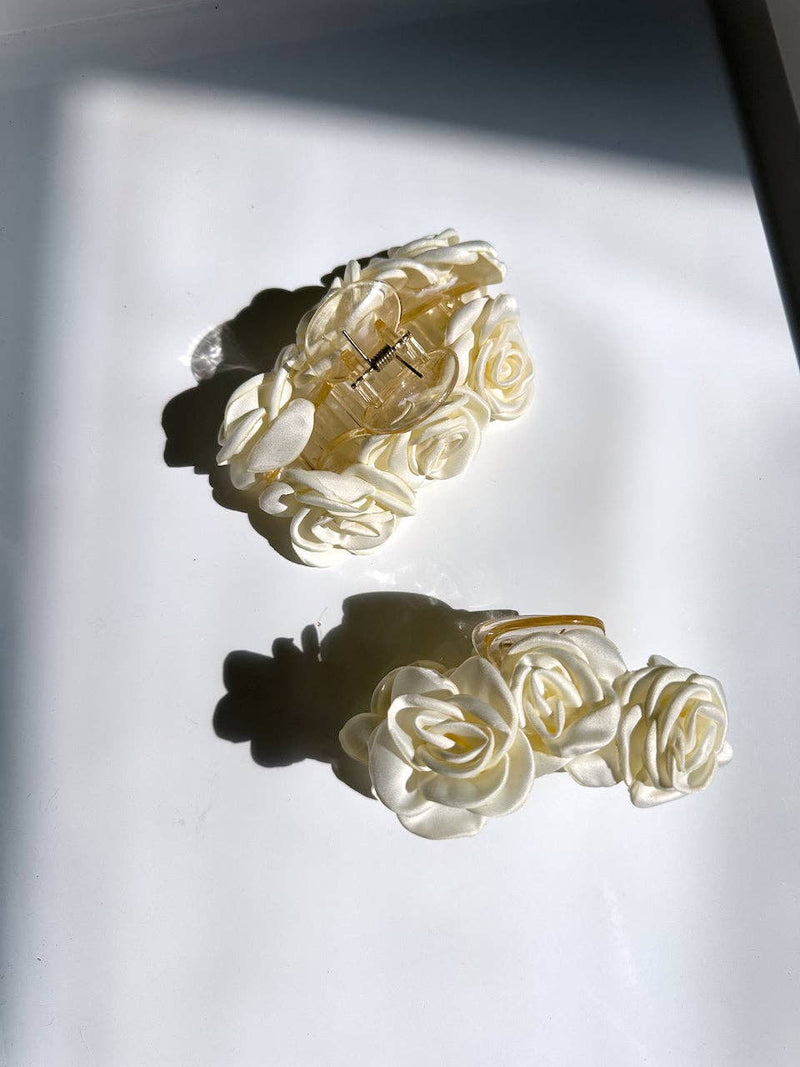 Solar Eclipse - Satin Roses Flower Hair Claw Clip