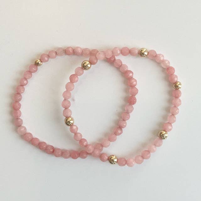 Jeny Baker Designs - Chelsea Bracelets, pink - 6 Gold Bead