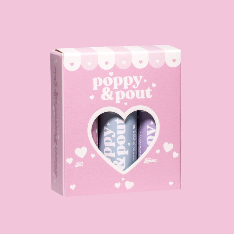 Poppy & Pout - Lip Balm Gift Set, "Valentine's Day" Trio