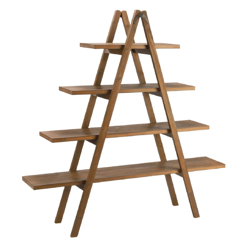 Tripar International - 4 Tier A-Frame Wooden Display Ladders - White, Brown - Brown