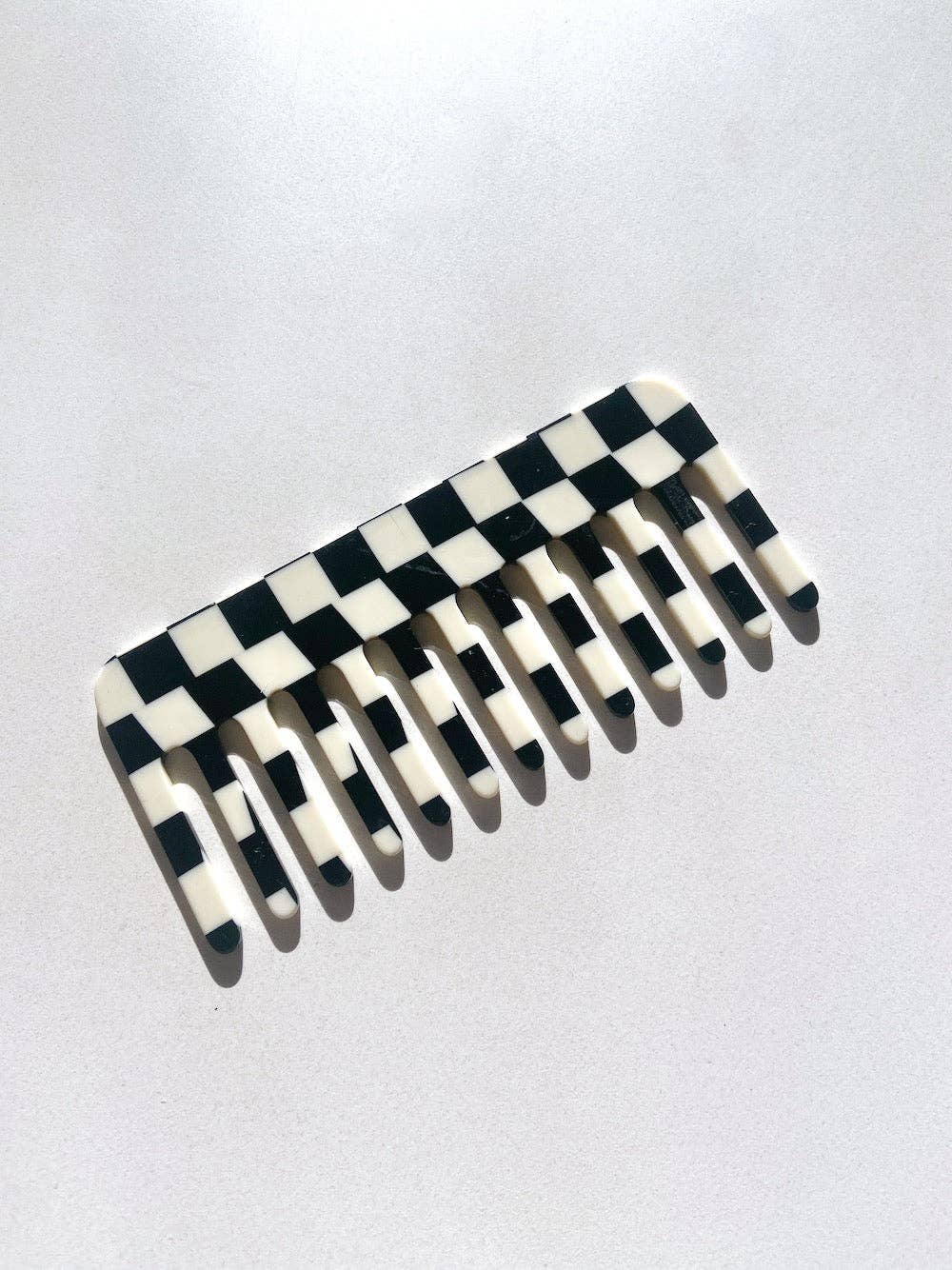 Solar Eclipse - Wide Tooth Acetate Hair Comb | Eco-Friendly - Checker