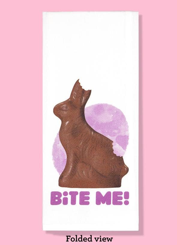 Bad Grandma Designs - Bite Me - Chocolate Bunny DIshtowel
