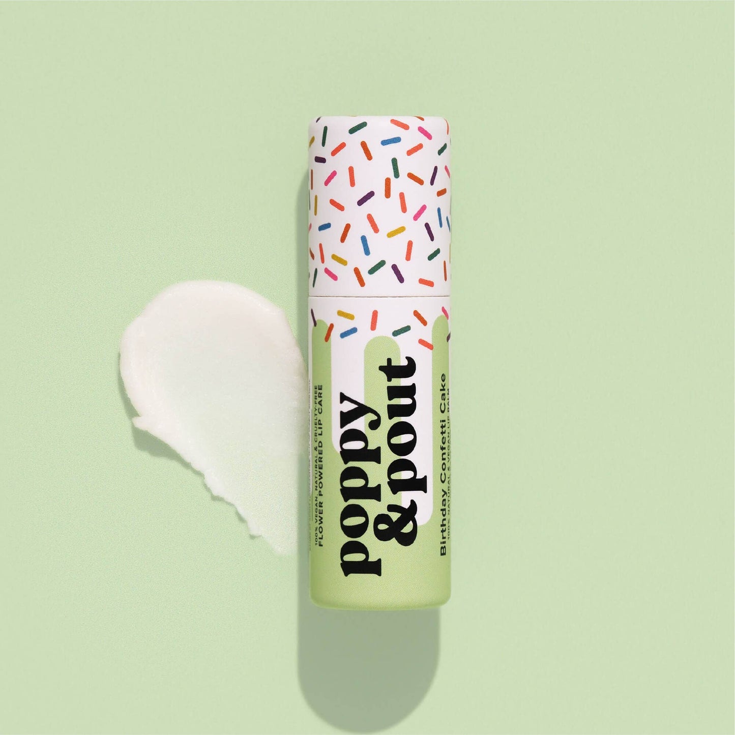 Poppy & Pout - Lip Balm, Birthday Confetti Cake, Green