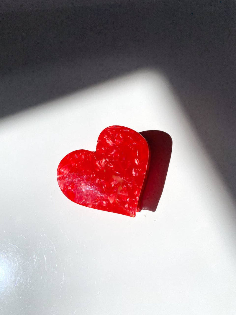 Solar Eclipse - Heart Acetate Claw Hair Clip | Valentines Day - Red