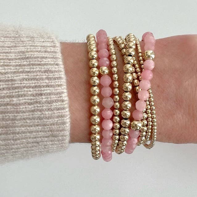 Jeny Baker Designs - Chelsea Bracelets, pink - 6 Gold Bead