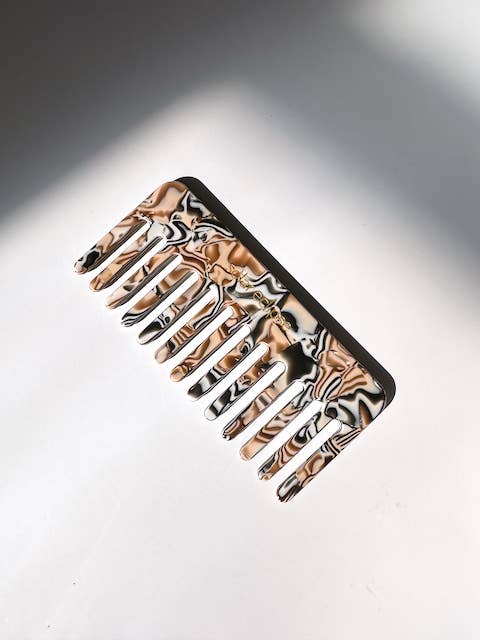 Solar Eclipse - Wide Tooth Acetate Hair Comb | Eco-Friendly - Coffee Swirl